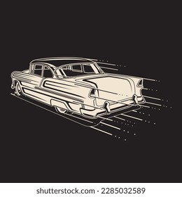 50s Chopped Scallop Car Speeding Vector