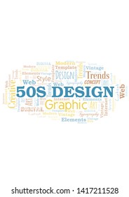 50s Design word cloud. Wordcloud made with text only.