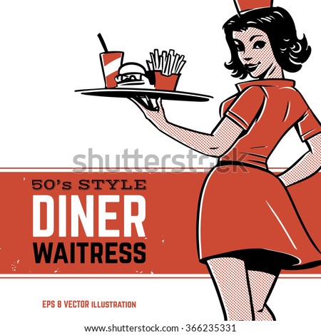 50's diner waitress. drive-in waitress. fast food concept