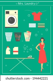 50s housewife engaged in washing