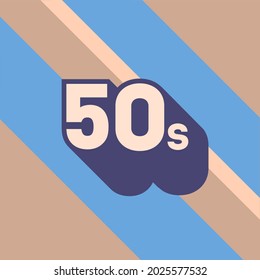 50s logo design. 1950s sign with long shadow. Number fifty. Vector element.