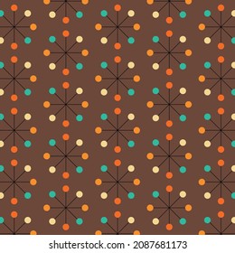 50s Mid Century Modern Atomic Starburst Seamless Pattern