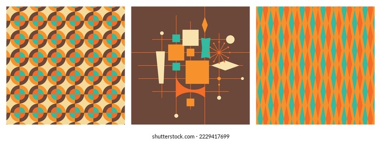50s Mid Century Modern Pattern, 1950s Atomic Mod Design Art