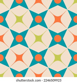 50s Mid Century Modern Seamless colorful Pattern. Retro vintage abstract geometric background