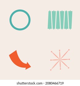 50s Mid Century Modern Shapes, Elements, Logos, Signs, Fifties