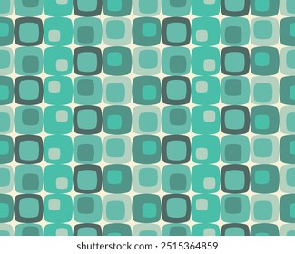 50s retro vintage Mid Century atomic age Modern Seamless Pattern in blue color.