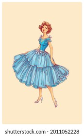 50s style dress fashion Illustration