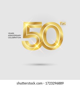 50th 3D gold anniversary logo isolated on elegant background, vector design for celebration purpose