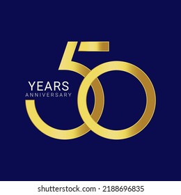 50th, 50 Years Anniversary Logo, Golden Color, Vector Template Design element for birthday, invitation, wedding, jubilee and greeting card illustration.