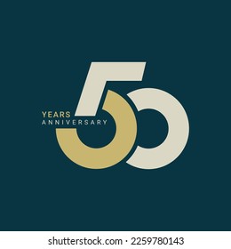 50th, 50 Years Anniversary Logo, Golden Color, Vector Template Design element for birthday, invitation, wedding, jubilee and greeting card illustration.