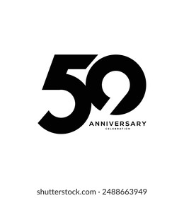 50th, 50 Years Anniversary Logo black color, Vector Template Design element for birthday, invitation, wedding, jubilee and greeting card illustration.