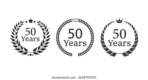 50th 50 Years Anniversary Logo, black Color, Vector Template Design element for birthday, invitation, wedding, jubilee and greeting card illustration. EPS10