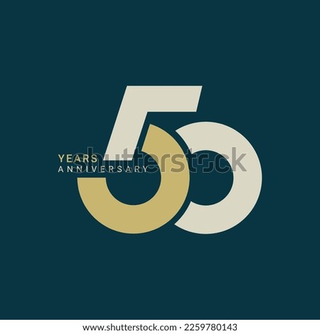 50th, 50 Years Anniversary Logo, Golden Color, Vector Template Design element for birthday, invitation, wedding, jubilee and greeting card illustration.