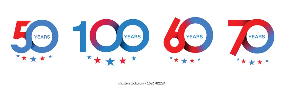 50th 60th 70th 100th Years Anniversary Celebration Design. 