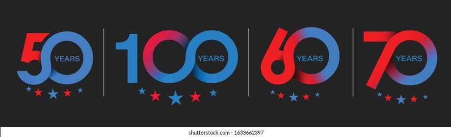 50th 60th 70th 100th Years Anniversary Celebration Design. 