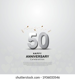 Antecedentes de 50 años con ilustración de número 3D