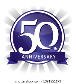 50th anniversary badge shiny purple vector