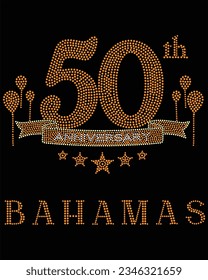 50th anniversary Bahamas Rhinestone t-shirt design