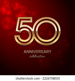 50th Anniversary Celebration. Birthday logo design with gold color text for celebration events, weddings, invitations, greeting cards. Vector illustration