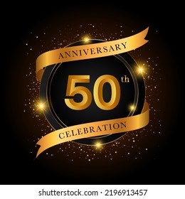 50th anniversary celebration. Golden anniversary celebration template design, Vector illustrations.