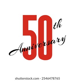 50th anniversary celebration label, fifty years jubilee card vector template, happy birthday sign, event invitation, social media congratulation post template