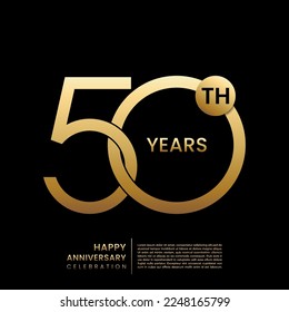 50th Anniversary Celebration. Anniversary logo design with gold color for celebration event, invitation, banner, poster, flyer, greeting card. Logo Vector Illustration svg