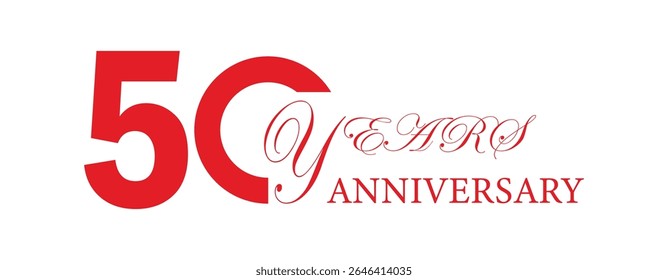 50th Anniversary Celebration Logo – Elegant and luxury Vector Icons for Milestone Celebrations in red color.