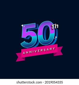 50th anniversary celebration logotype colorful design. Simple and retro anniversary logotype design.