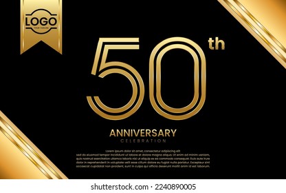 50th Anniversary Celebration. Anniversary Template Design With Golden Number and Font, Vector Template Illustration