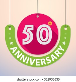50th Anniversary - Colorful Badge, Paper cut-out