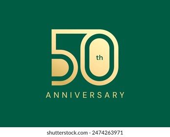 50th Anniversary with Connected number luxury gold celebration logo vector design concept. Fifty Years anniversary gold logo template for celebration event, business, invitation, card, greeting, web.