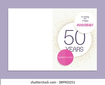 50th anniversary decorated greeting card template.