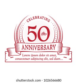 50th anniversary design template. Vector and illustration.