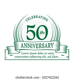 50th anniversary design template. Vector and illustration.