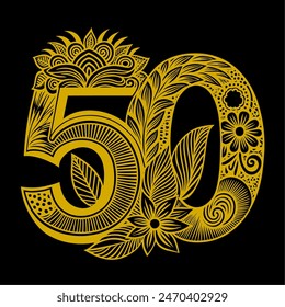 50th anniversary in gold and black - Golden wedding anniversary - Birthday - Anniversary