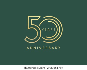 50th Anniversary with Line Numbers luxury gold celebration logo vector design concept. Fifty Years anniversary gold logo template for celebration event, invitation, company, business, greeting, web.