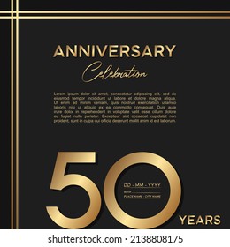 50th anniversary logo. Anniversary celebration logo design with gold color for booklet, flyer, magazine, brochure poster, web, invitation or greeting card. vector illustrations.