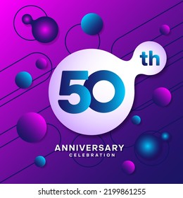 50th Anniversary Logo With Colorful Abstract Background, Template Design For Invitation Card And Poster Your Birthday Celebration. Vector Eps 10