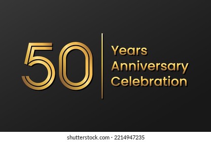 50th anniversary logo with gold color for brochure, poster, banners, magazines, web, booklets, invitations or greeting cards. Vector illustration
