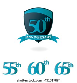 50th Anniversary Logo Ribbon Icon Design Template Elements