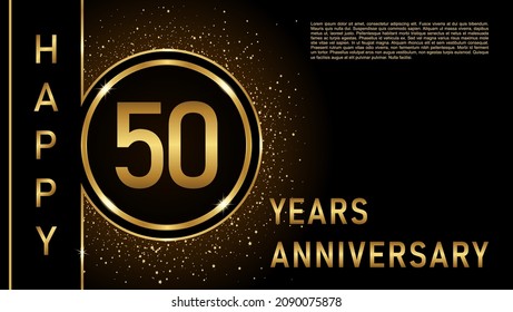 50th anniversary logo template Vector design birthday celebration, Golden anniversary emblem with ring. Design for booklet, leaflet, magazine, brochure, poster, web, invitation or greeting card.