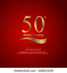 50th Anniversary Logo Text Decorative. With Red Background. Ready To Use. Vector Illustration EPS 10