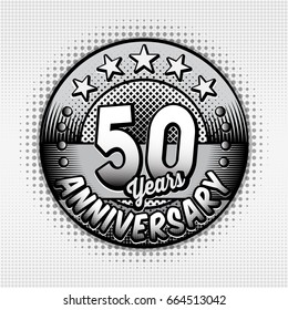 50th anniversary logo. Vector and illustrations. Comics anniversary logo.
