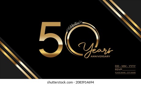 50th anniversary logotype. Golden anniversary celebration emblem design for booklet, leaflet, magazine, brochure poster, web, invitation or greeting card. Vector illustrations. EPS 10 svg
