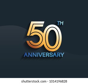 50th anniversary logotype with multiple line golden color isolated on dark blue background for celebration