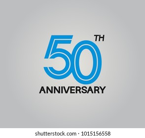 50th anniversary logotype with multiple line style blue color isolated on white background for celebration