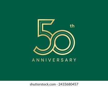 50th Anniversary luxury with Curved Lines in shapes number gold celebration logo vector design twisted infinity concept. Fifty Years anniversary gold logo template for celebration event, invitation.
