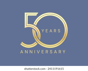 50th Anniversary luxury gold celebration logo vector illustration design concept. 50 Years anniversary gold logo number template for celebration event, invitation, greeting, company, banner, business.