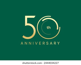 50th Anniversary luxury gold celebration with Circle lines Analysis logo typography vector design concept. Fifty Years anniversary gold logo template for celebration event, invitation, business, card.