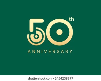 50th Anniversary luxury gold celebration with geometric shapes logo vector design concept. Fifty Years anniversary gold number template for celebration event, business, invitation, company, greeting.